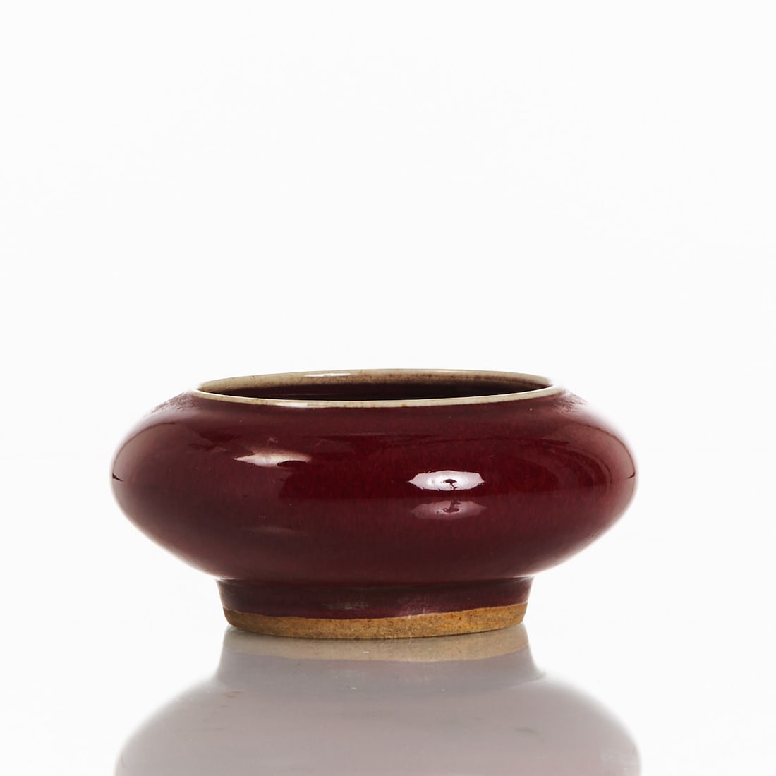 Small L??ngy??o-h??ng brush washer (Bixi): Small Lángyáo-hóng brush washer (Bixi) China, Qing Dynasty, probably 18th/19th century. Ceramic, glazed inside and out with copper-red glaze (oxblood red); the base with celadon g