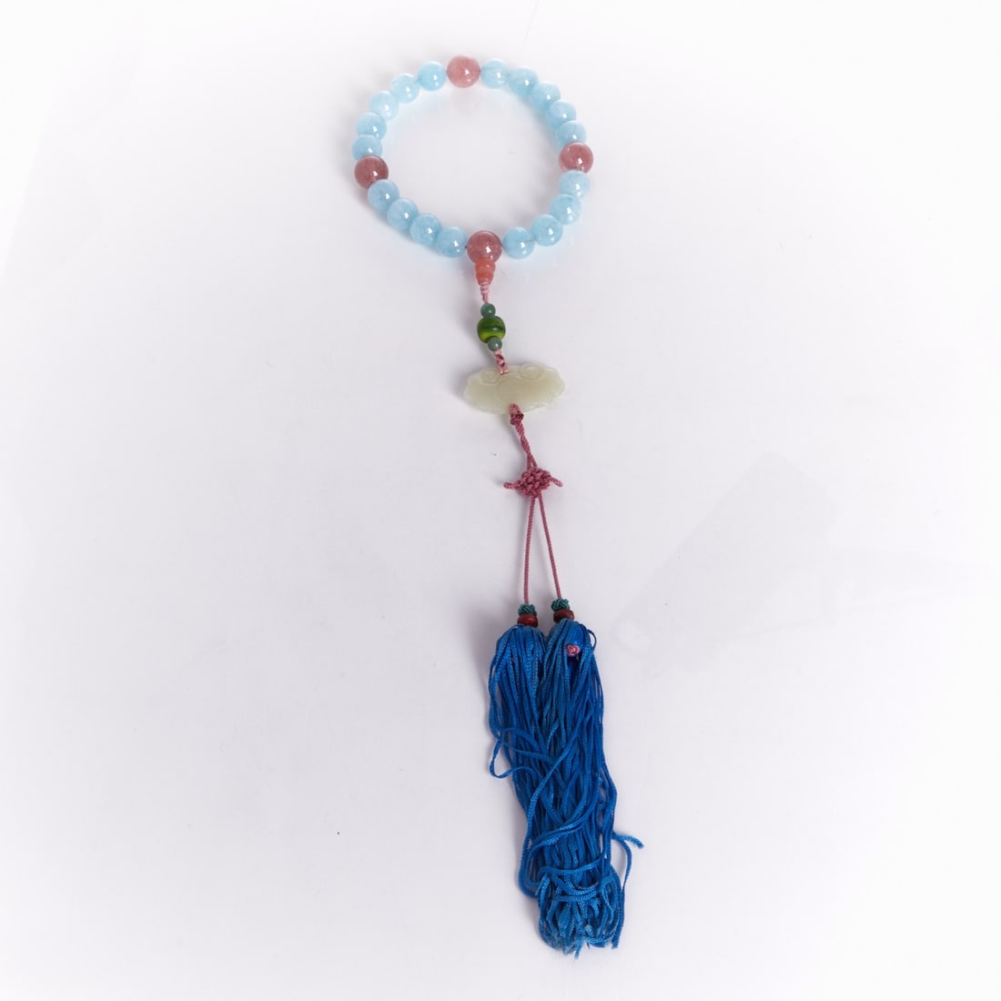 Aquamarine and Tourmaline Bead Necklace with Jade Pendant (1 of 2)