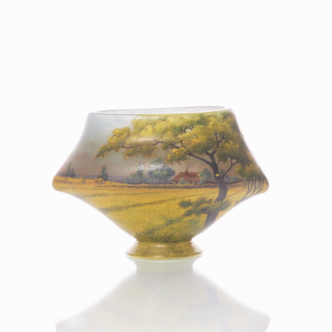 Vase Paysage d'Ete - House next to Rapeseed Fields with Trees. Daum Fr?¨res, Nancy 1905-1910. (1 of 2)