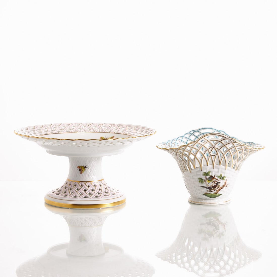 Centerpiece and basket bowl - Rothschild (RO), Herend 1960s-1970s (1 of 2)