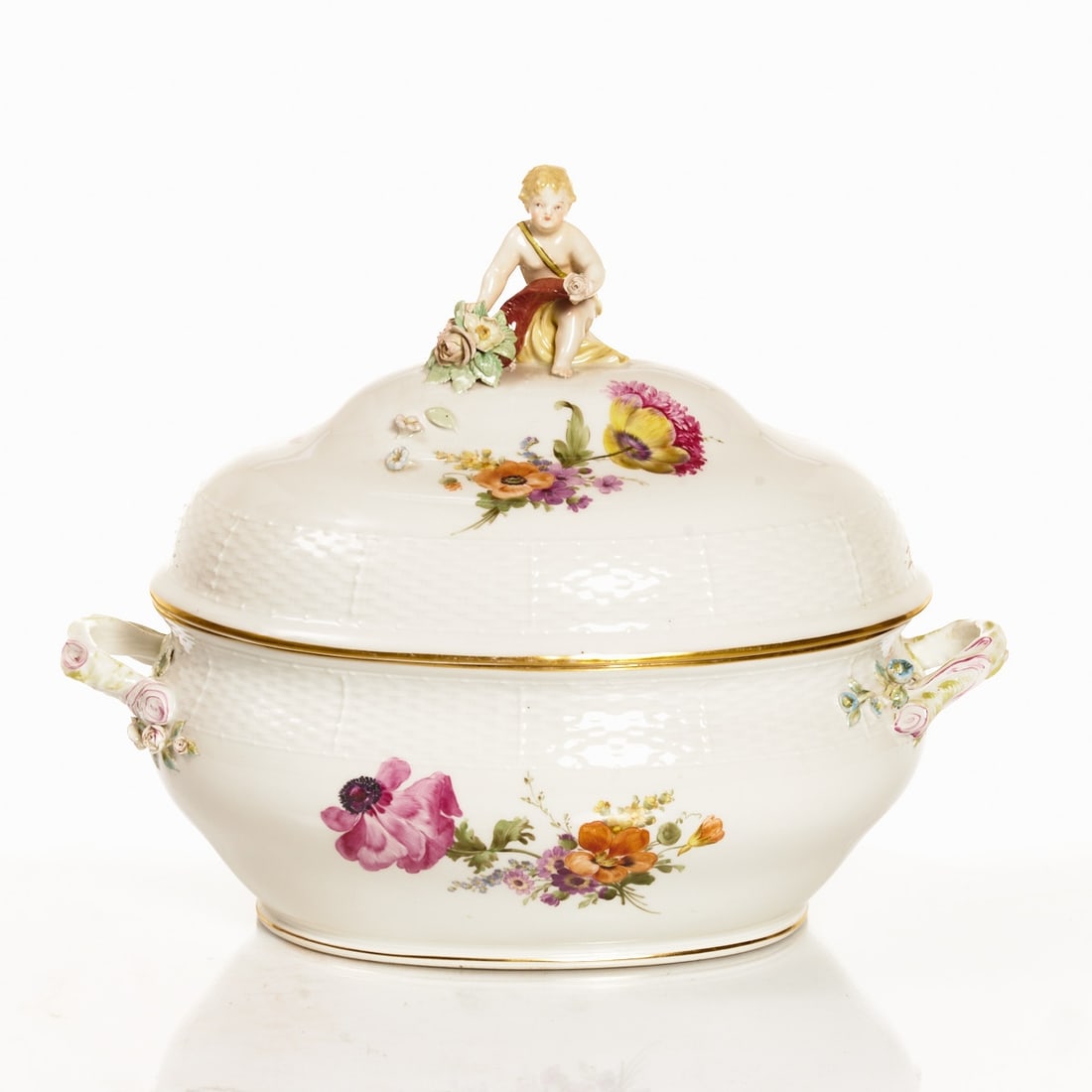 Soup tureen - Ozier: flower painting, KPM Berlin before 1945 (1 of 1)