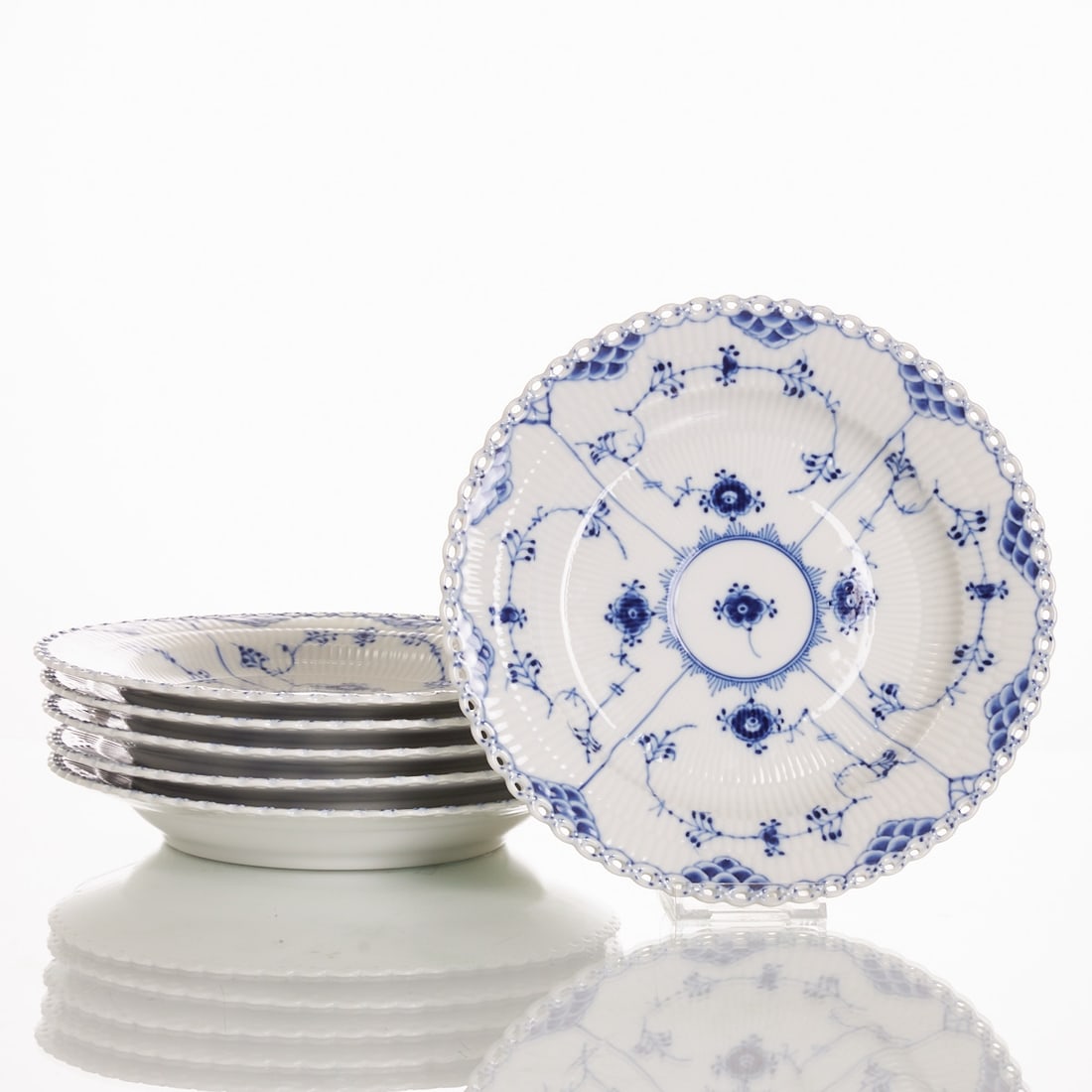 6 Dinner Plates - Musselmalet Full Lace, Copenhagen 1980-1984 (1 of 1)