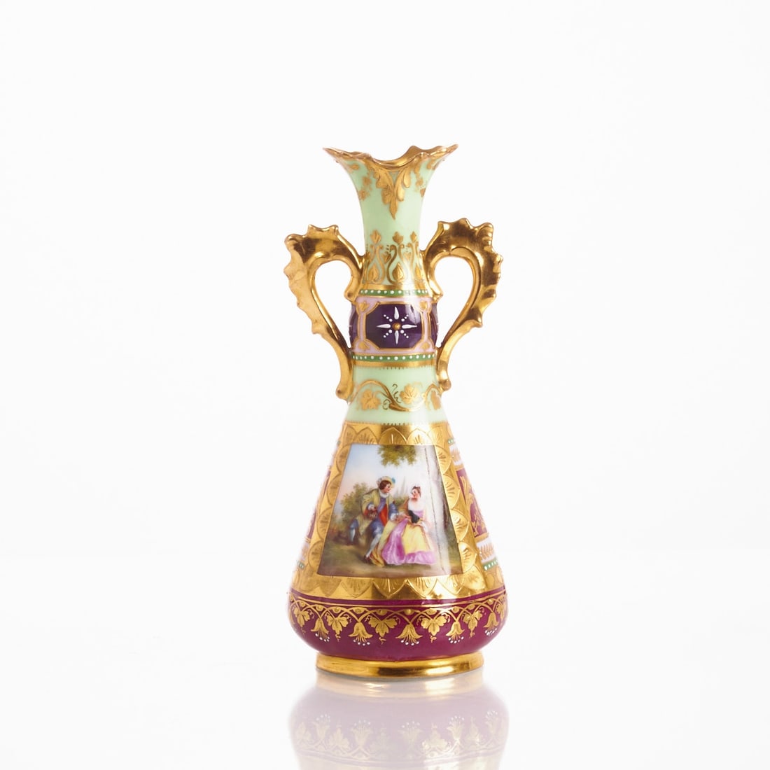 Double-handled vase in Old Viennese style, Dresden or Thuringia, around 1900 (1 of 1)