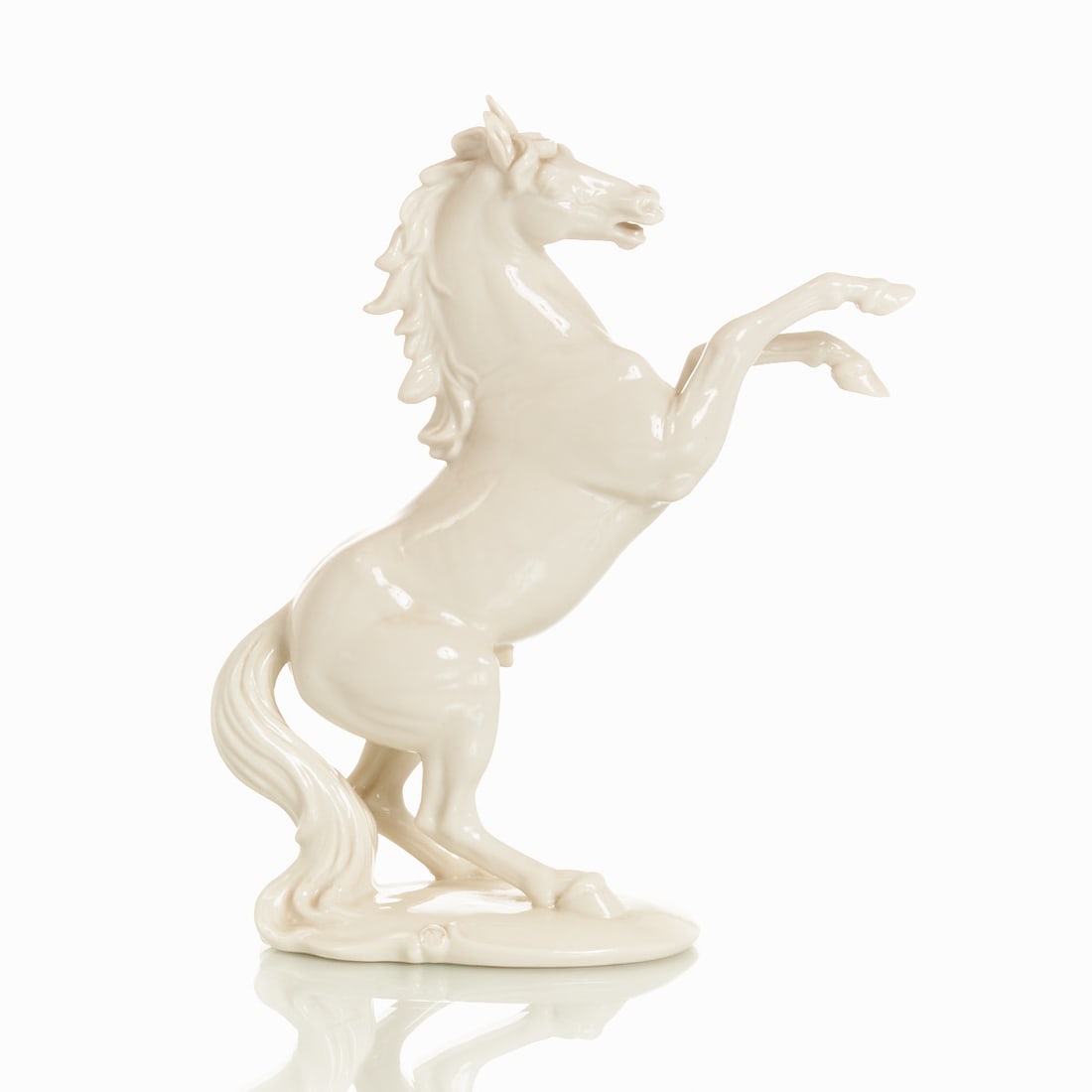 Rearing Horse - August G?¶hring, Nymphenburg from 1930: Rearing Horse - August G?¶hring Nymphenburg Porcelain Manufactory, Nymphenburg from 1930. White porcelain, glazed. Green lozenge shield mark with crown and Nymphenburg underglaze. 1st choice. Impress