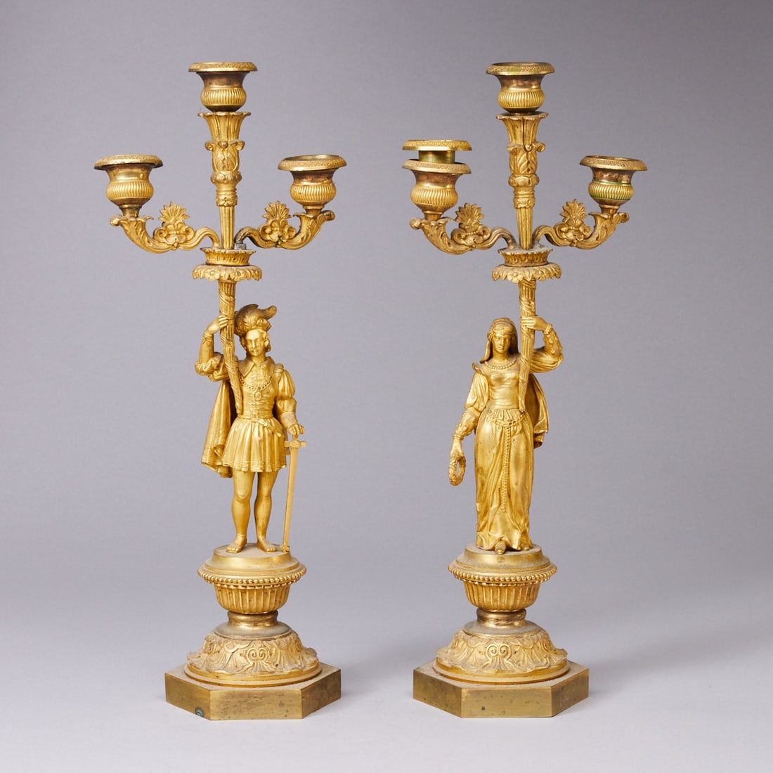 Pair of three-flame bronze candelabra (1 of 3)
