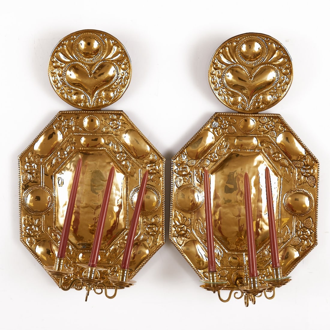 Pair of brass wall sconces / wall lights (1 of 1)