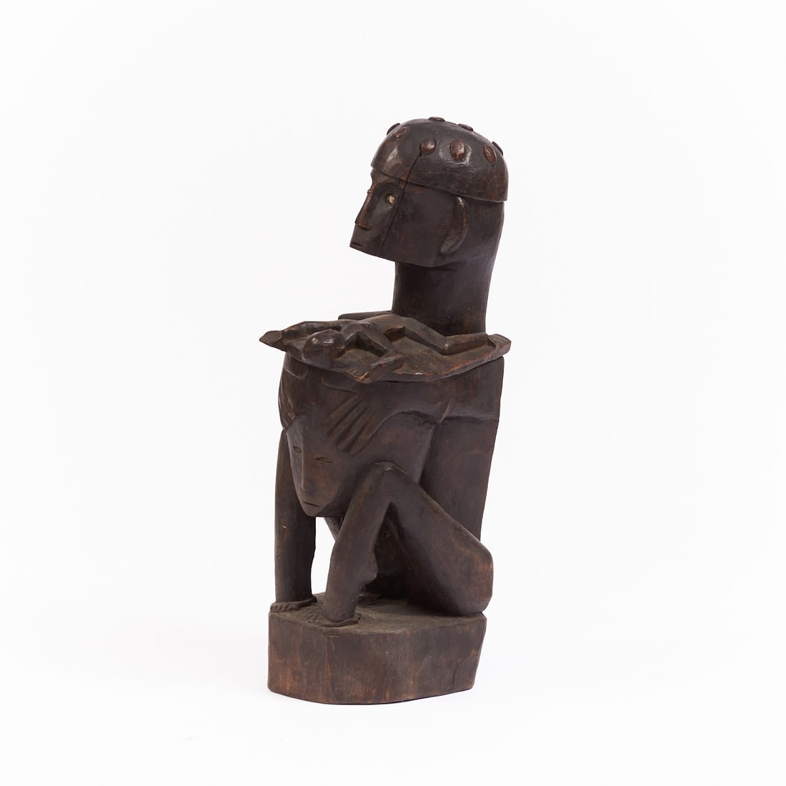 Large African Ancestor or Ritual Figure: Large African ancestor or ritual figure with removable lid / container. Probably West or Central Africa, 20th century. Wood, dark patinated, carved. Height 84 cm, width 28 cm, depth 28 cm. The stylize