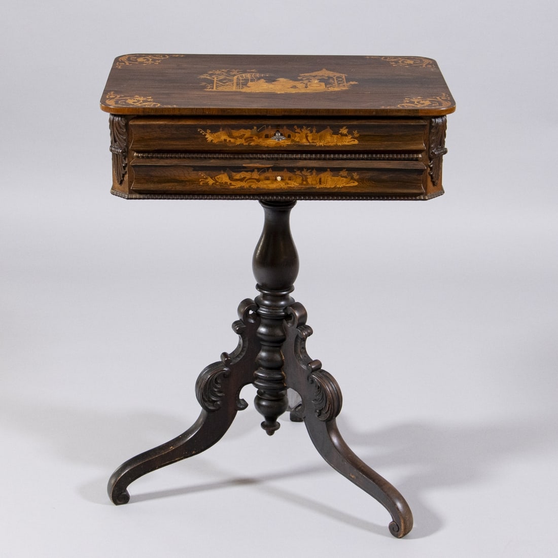 Biedermeier sewing table with chinoiserie (1 of 5)