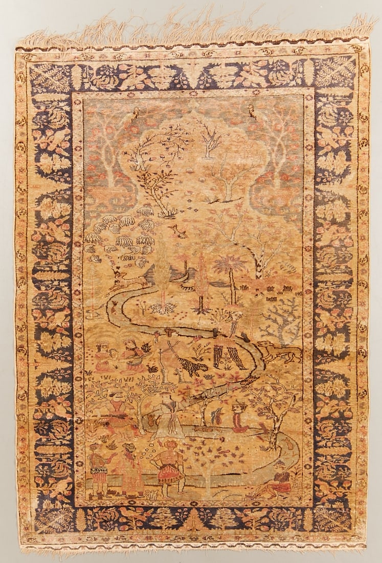 Silk Pictorial Carpet / Garden Carpet (1 of 1)
