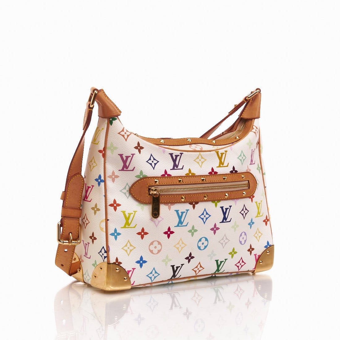 LOUIS VUITTON - Boulogne Multicolore: LOUIS VUITTON - Boulogne Multicolore Shoulder Bag. Louis Vuitton, Paris, France, Design: Takashi Murakami. Coated Monogram Multicolore canvas, natural Vachetta leather, gold-plated metal fittings.
