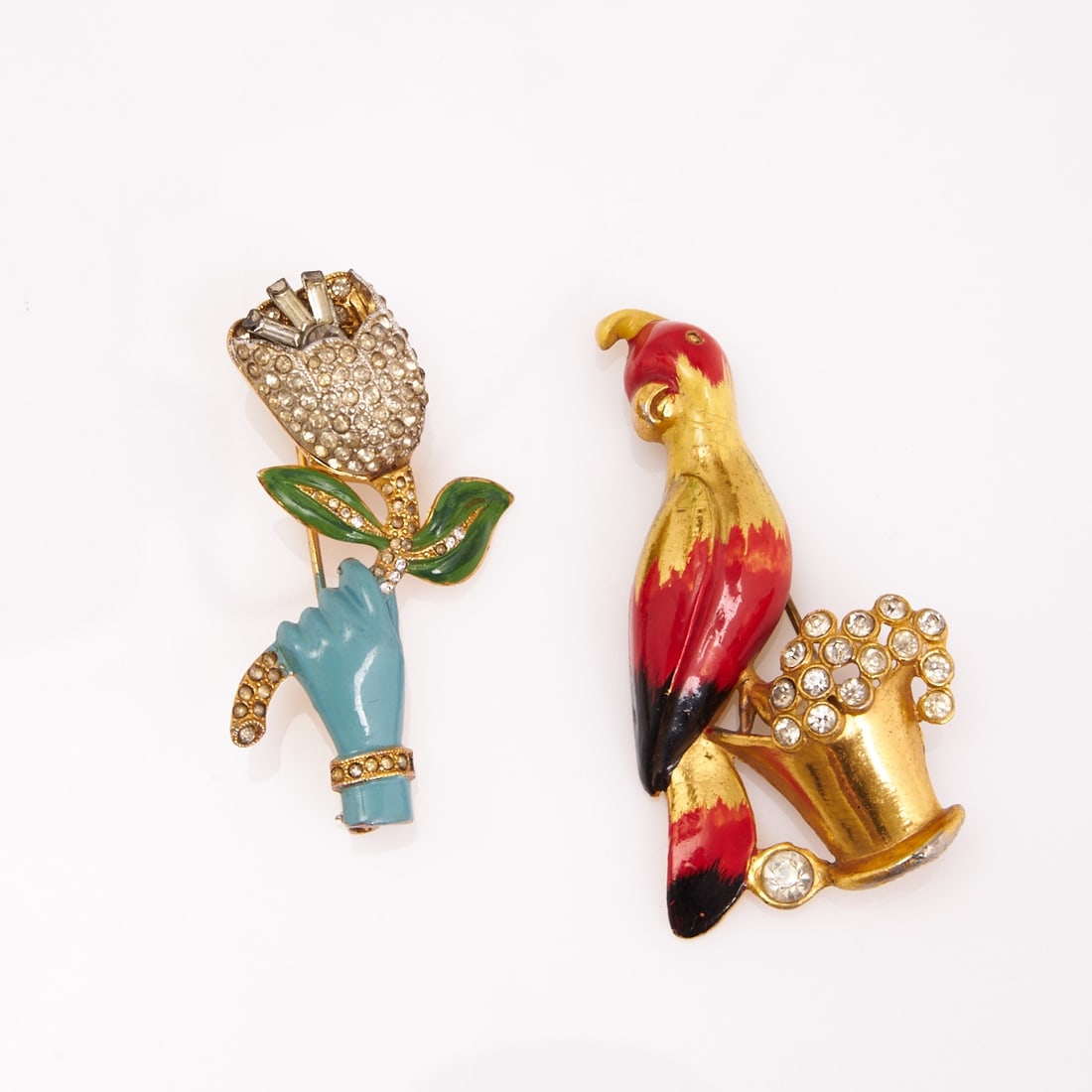 CORO - Two Vintage Brooches ''Tulip'' and ''Magic Parrot'' (1 of 1)