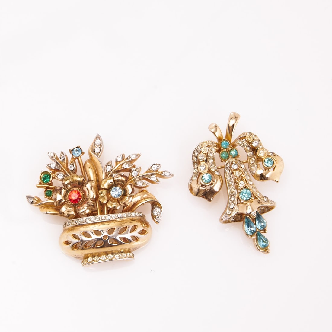 CORO - Two Vintage Brooches ''Flower basket'' and ''Bell'' (1 of 1)