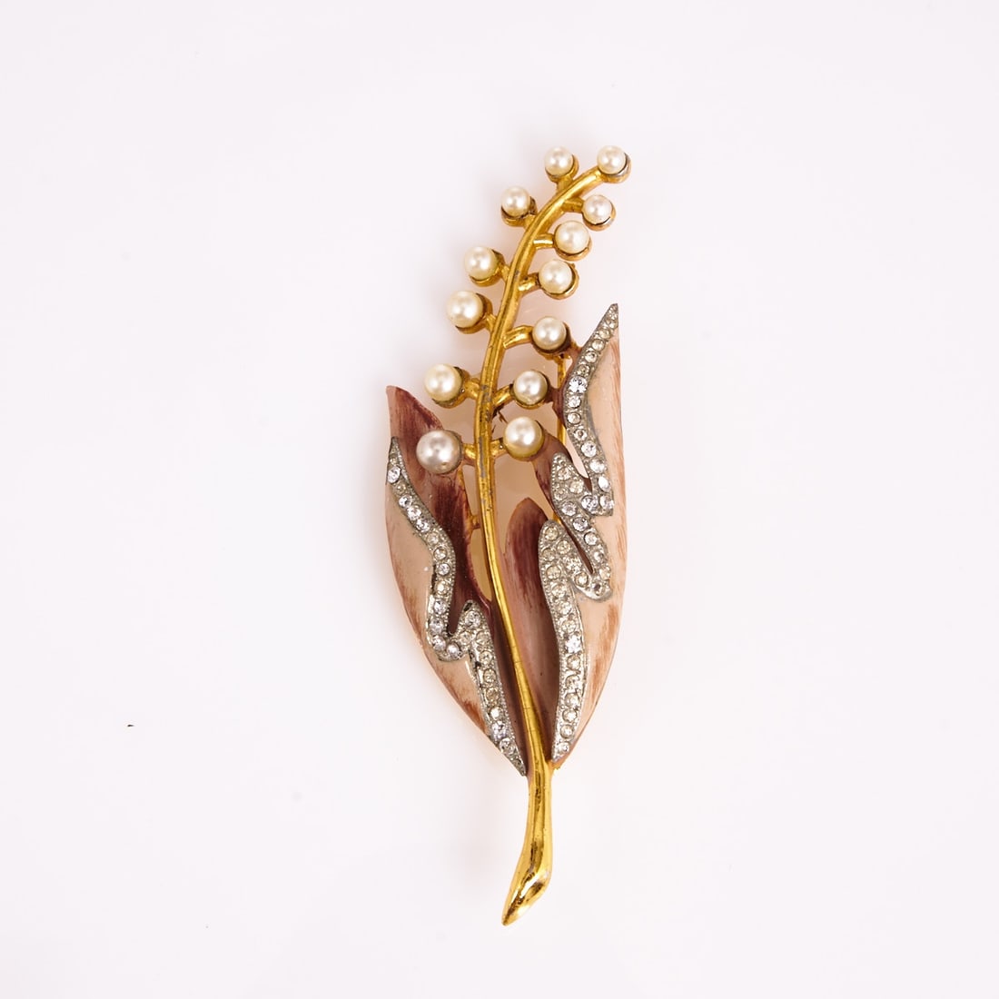 CORO - Vintage 'Lily of the Valley' - Large Lily of the Valley Brooch with Enamel (1 of 1)