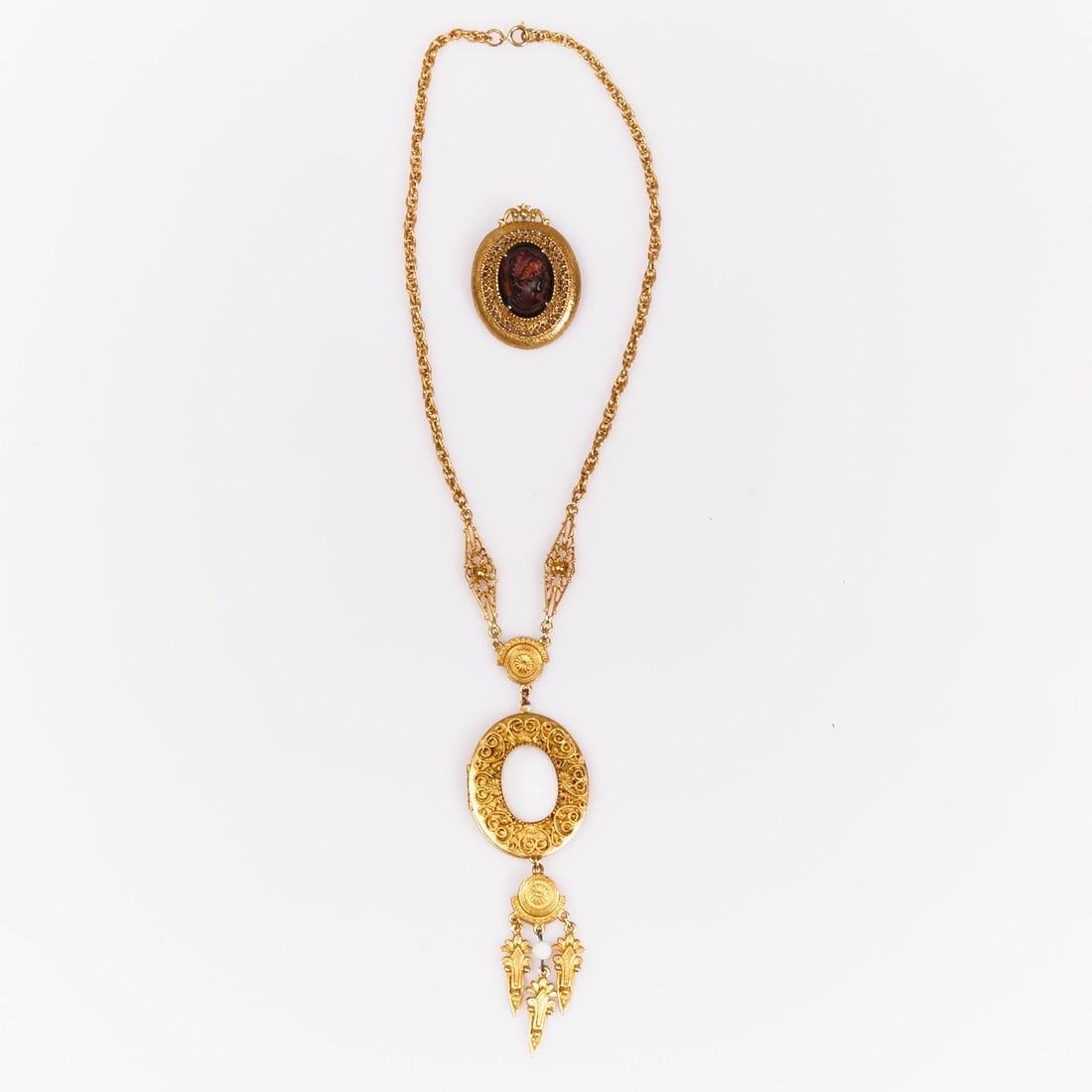 FLORENZA - Vintage Necklace with Locket Pendant and Tortoise Brooch (1 of 1)