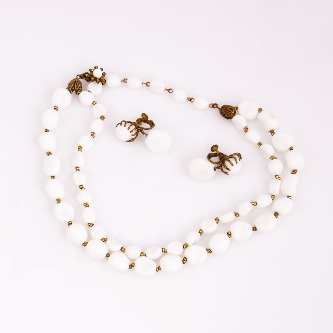 MIRIAM HASKELL - Vintage pearl necklace with pair of clip-on earrings (2 pieces) (1 of 1)