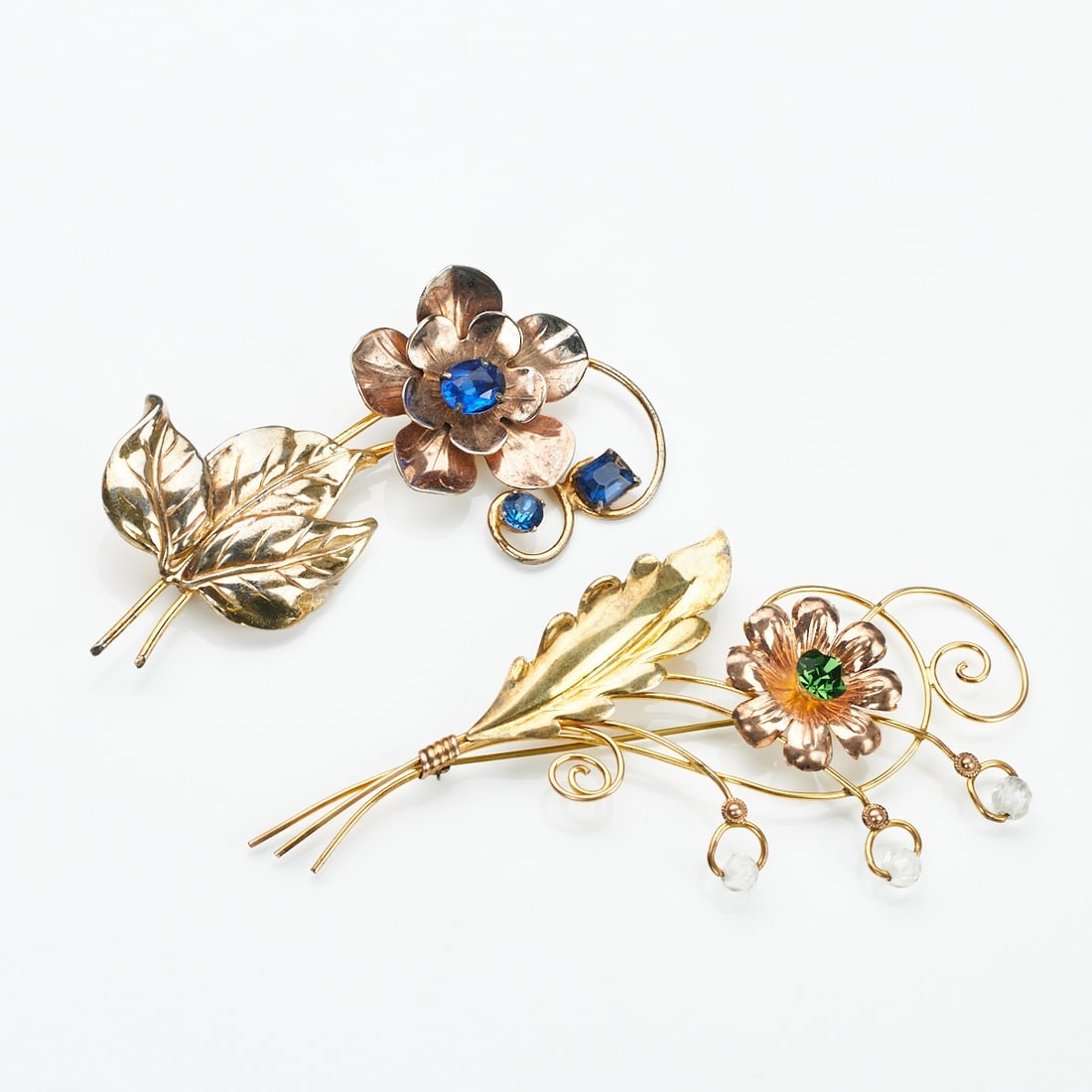 Sterling VAN DELL brooch and sterling brooch with blue rhinestones (1 of 1)