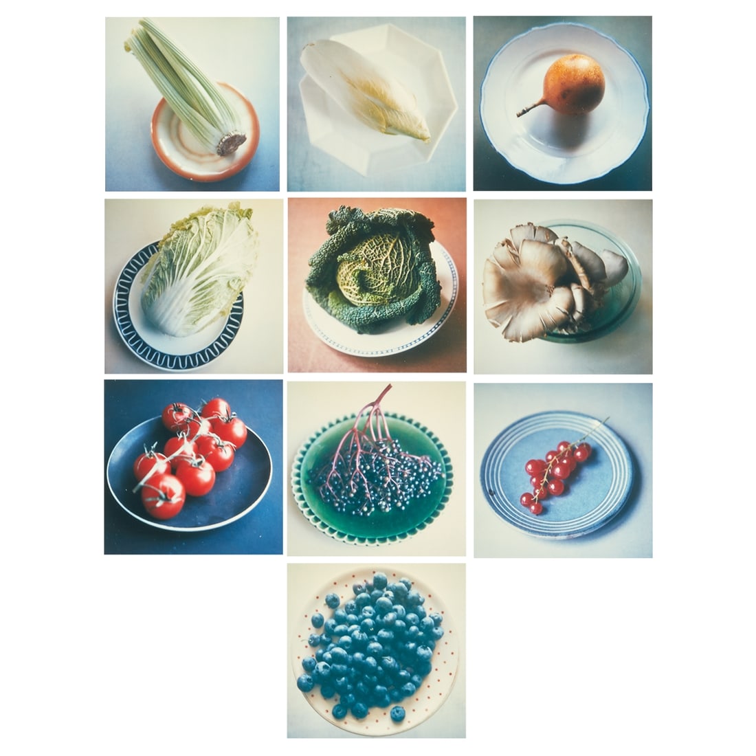 Thomas Bachler: Thomas Bachler 1961 Detmold - "On the Plate" - (1996/97) 10 Polaroid prints/photographic paper. Each 11 x 9 cm (sheet size), 30 x 24 cm (size with mat). Signed in pencil verso: T. Bachler,