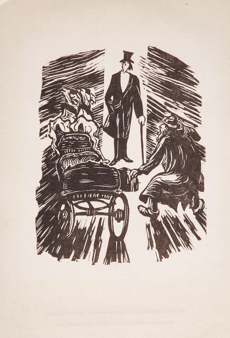 Ernst Barlach: Ernst Barlach 1870 Wedel/Holstein - 1938 Rostock - "The High Lord" from "The Foundling" - (1922/1962) Woodcut/paper. 16 x 13 cm, 27 x 18.5 cm. Verso inscribed: (...) Annual gift