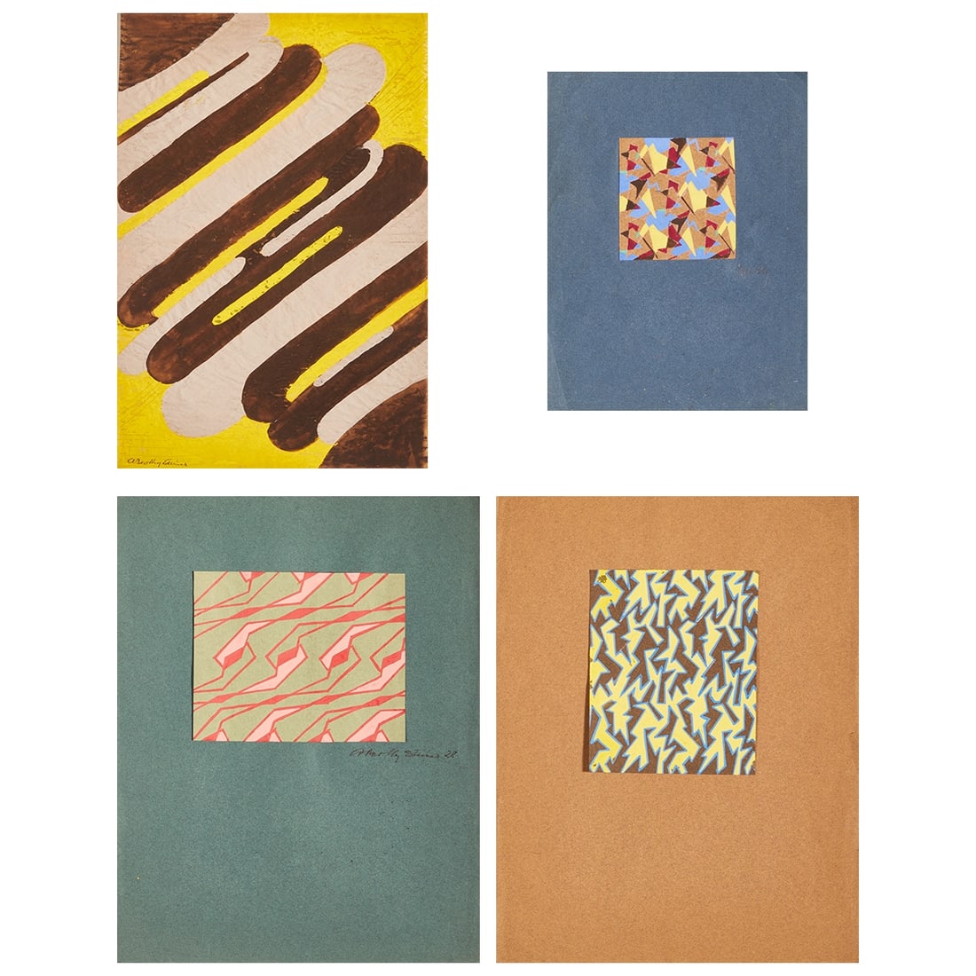 Anna Be?¶thy-Steiner: Anna Beöthy-Steiner 1902 Nagyvárad, Austria-Hungary - 1985 Paris Portfolio - Composition in Yellow and Brown - Gouache/paper. 29.5 x 20.3 cm. Signed lower left: ABeothy-Steiner. The sheet