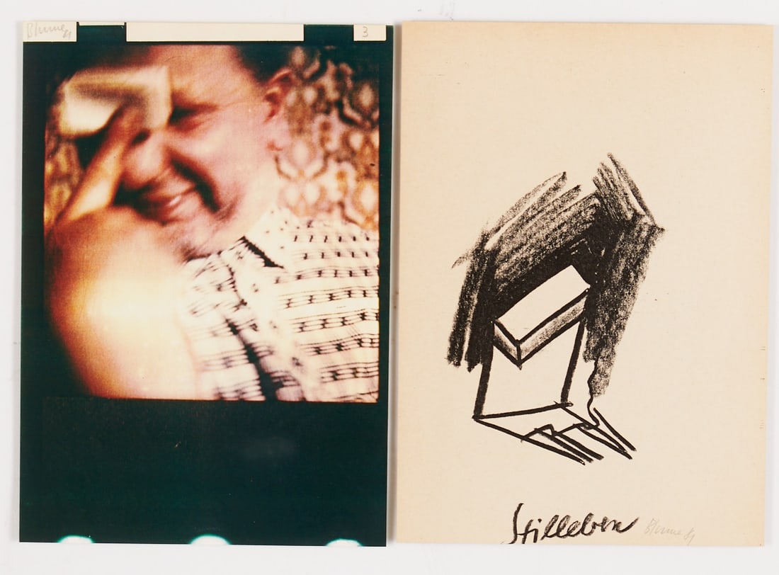 Bernhard Johannes Blume: Bernhard Johannes Blume 1937 Dortmund - 2011 Cologne - "For Kant's sake" - (1981) 2 xerographs/paper. Grease pencil drawing "Still life" and Polaroid. Each 30 x 21 cm. Both signed