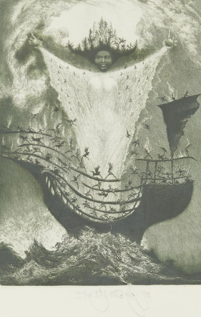 Alb?­n Brunovsk?: Albín Brunovský 1935 Zohor - 1997 Bratislava - "Quid hoc ad tantam sitim" (But what is this for such thirst?) - (1988) Etching/Paper. 11/100. 21.7 x 15.8 cm, 28.3 x 20.3 cm