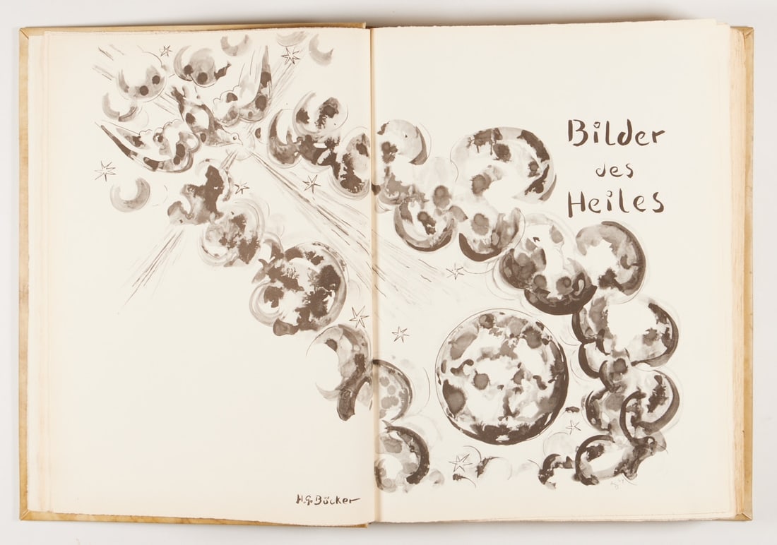 Heinrich Gerhard B??cker: Heinrich Gerhard Bücker - "Images of Salvation" - (1965) St. Augustin, Steyler Verlag 1965. Leather, handmade paper. 235 p., with numerous lithographs, partly monogrammed and dated.