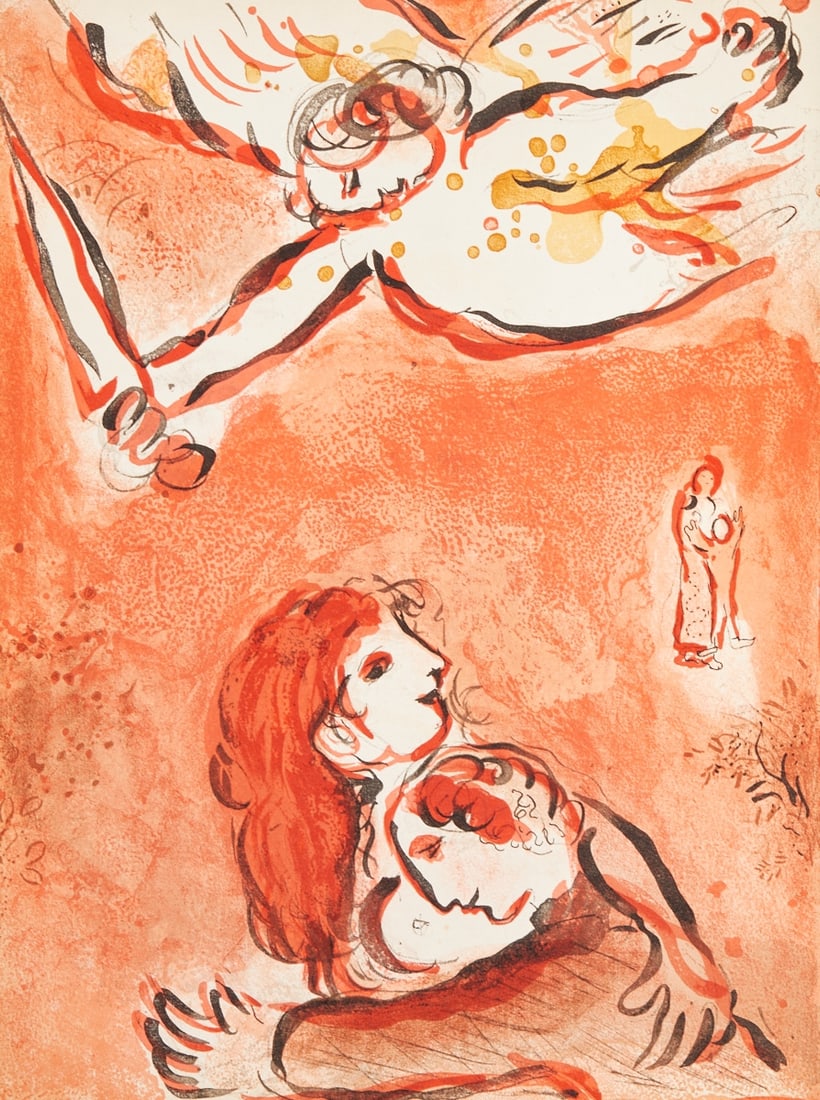 Marc Chagall: Marc Chagall 1887 Vitebsk - 1985 St. Paul de Vence - "The Face of Israel" - (1960) Color lithograph/paper. 35.5 x 26.4 cm. The sheet is loose. Verso, remnants of the binding. - Lit.: