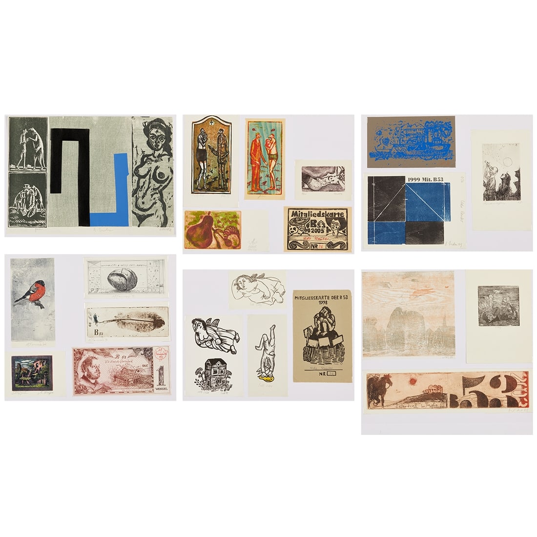 Various Artists of the 20th Century: Various Artists of the 20th Century Collection of 21 graphics, among others: Bernd Hahn, Udo Wittig, Udo Reuter, Lothar Sell. Etchings, woodcuts and lithographs/paper. Each approx. 10 x 20 cm. Each si