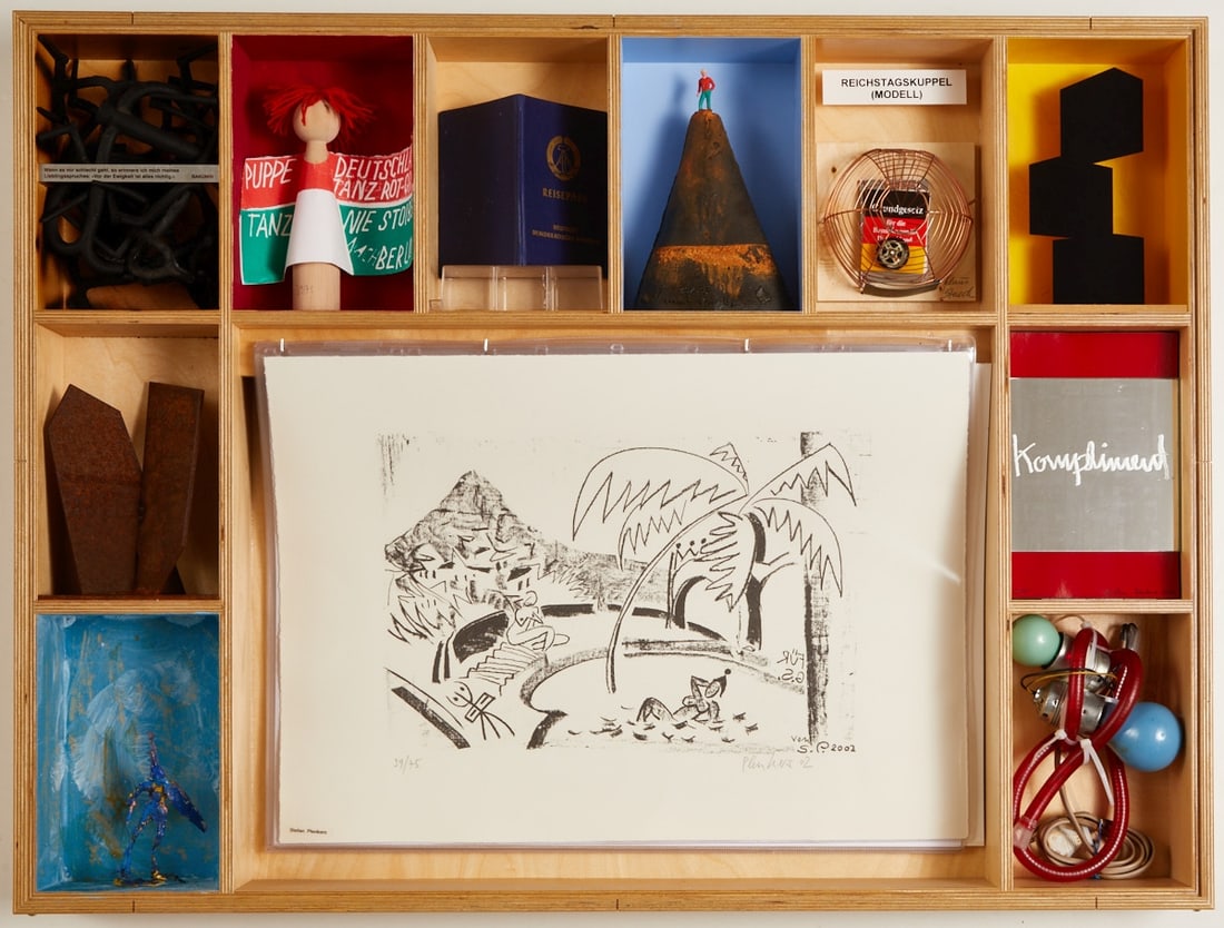 Various Artists of the 20th Century: Various Artists of the 20th Century "On a Special Occasion" - A da capo Box for Gerhard Schröder - Wooden box with a total of 24 objects, graphics and photographs by various artists.