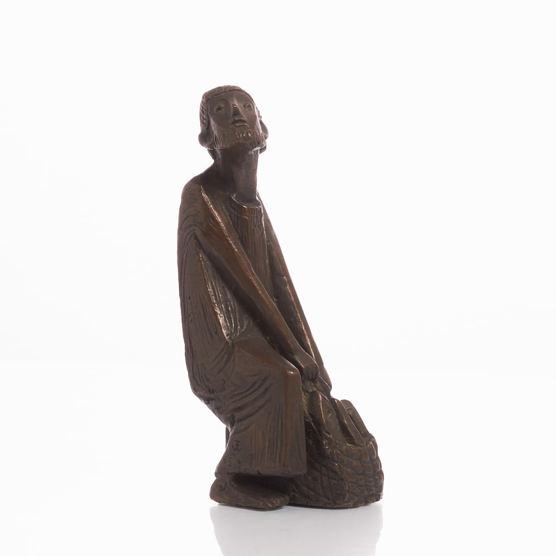 Werner Franzen: Werner Franzen 1928 Cochem-Cond - 2014 Bergisch Gladbach - Peter the Fisherman - (1972) Bronze. Brown patinated. 3/6. H. 24 cm. Monogrammed and dated on the side: WF (19)72. Studied sculpture at the W