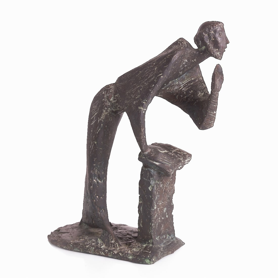 Werner Franzen: Werner Franzen 1928 Cochem-Cond - 2014 Bergisch Gladbach - Preacher - Bronze. Brown-green patinated. 10/10. H. 39 cm. Signed and monogrammed on the base: FRANZEN WF. Studied sculpture at the Werkkunst