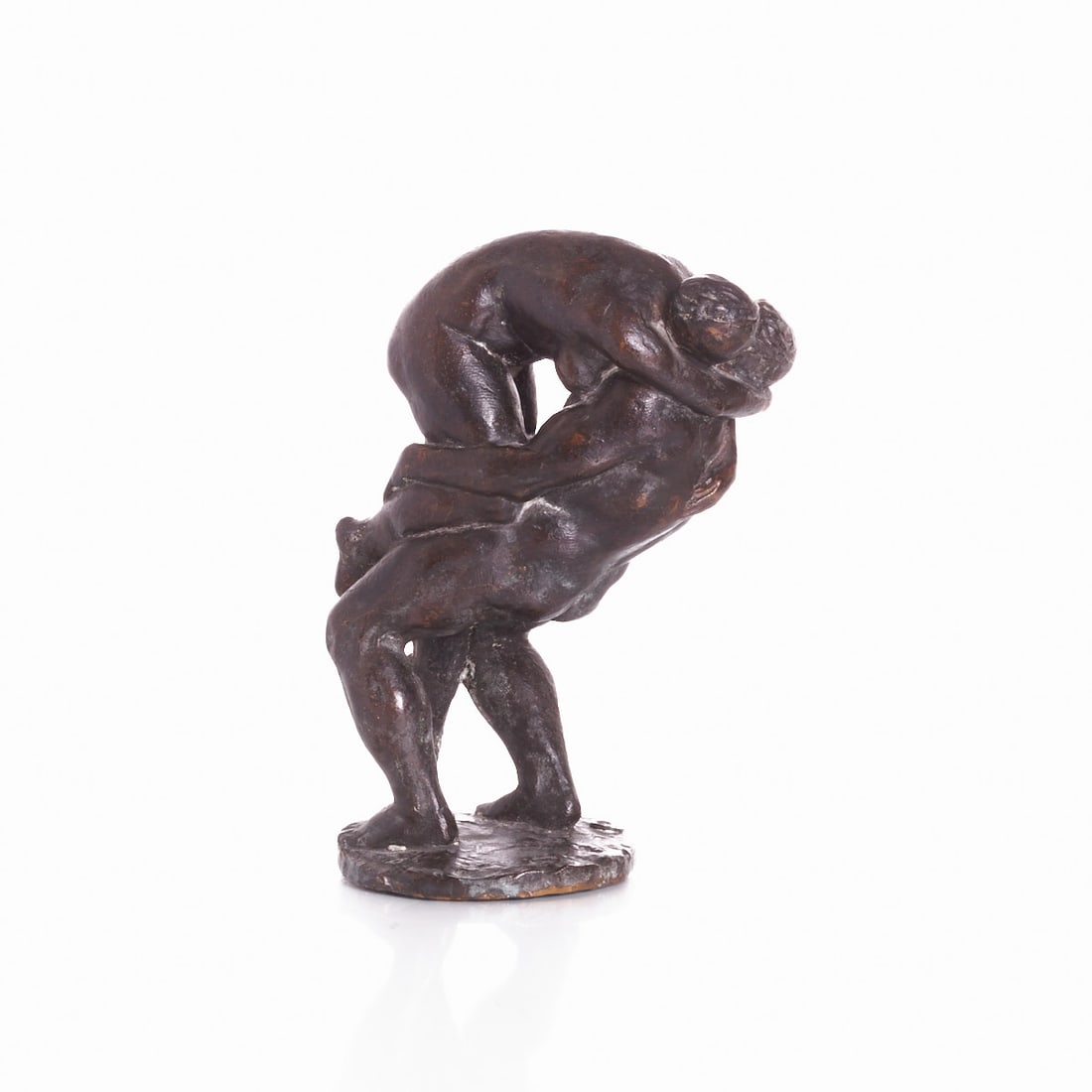 Bernd Goebel: Bernd Goebel 1942 Freiberg - lives and works in Halle - Couple - Bronze. Brown patinated. H. 30 cm. Monogrammed on the plinth: BG. An oversized version of the nude couple stands in the middle of the