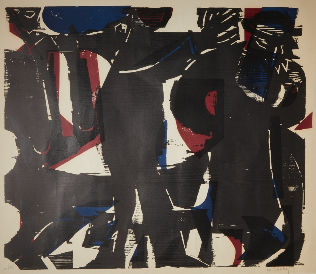 HAP Grieshaber: HAP Grieshaber 1909 Rot an der Rot - 1981 Eningen/Achalm - "Rabbi" - (1964) Color woodcut/paper. 65 x 76 cm (passepartout cut-out), 92 x 99 cm (dimensions with frame). Signed lower right: Gr