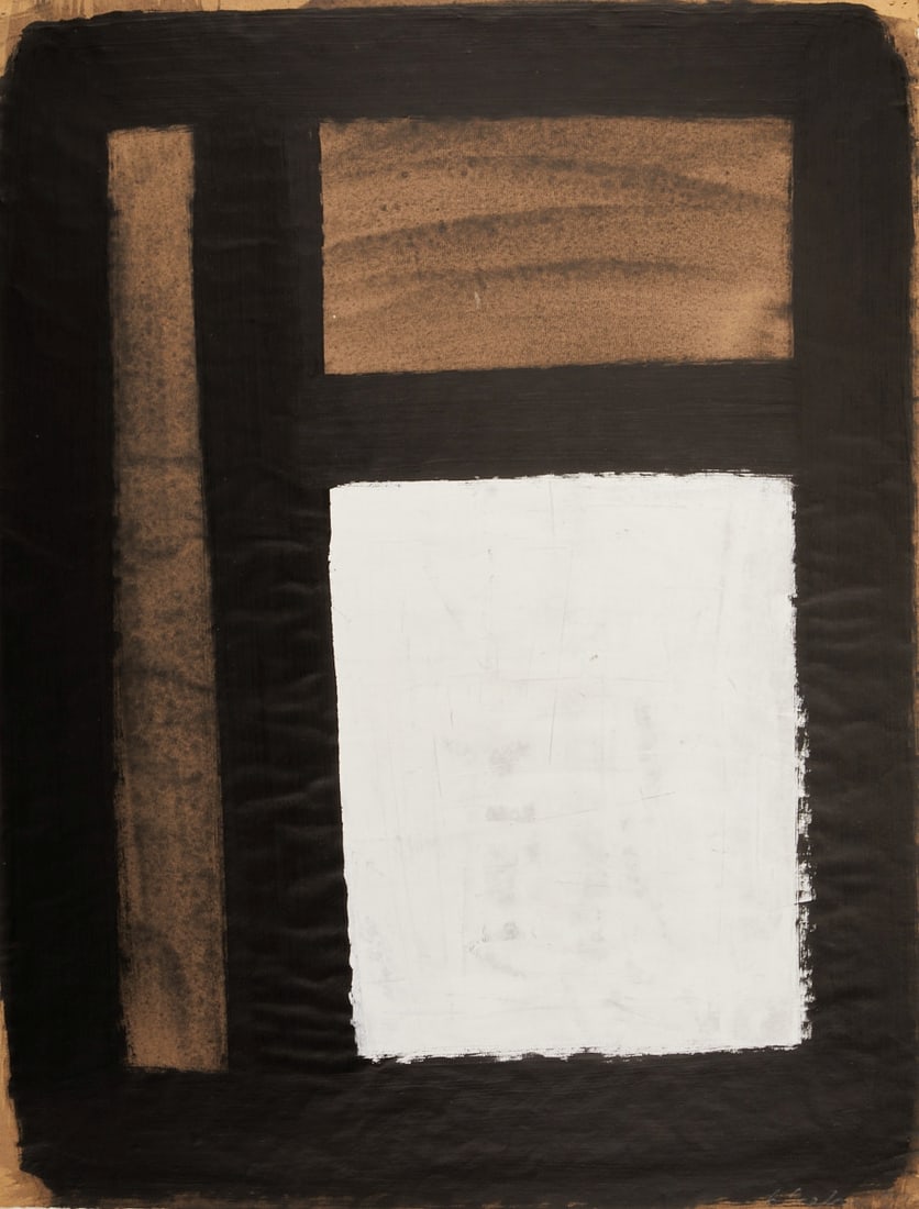 Bernd Hahn: Bernd Hahn 1954 Neustadt/Sachsen - 2011 Burgstädtel bei Dohna - White Square - (1991) Gouache/paper. 62.6 x 48 cm. Signed and dated lower right: B. Hahn (19)91. The sheet is loose. Minimal holes