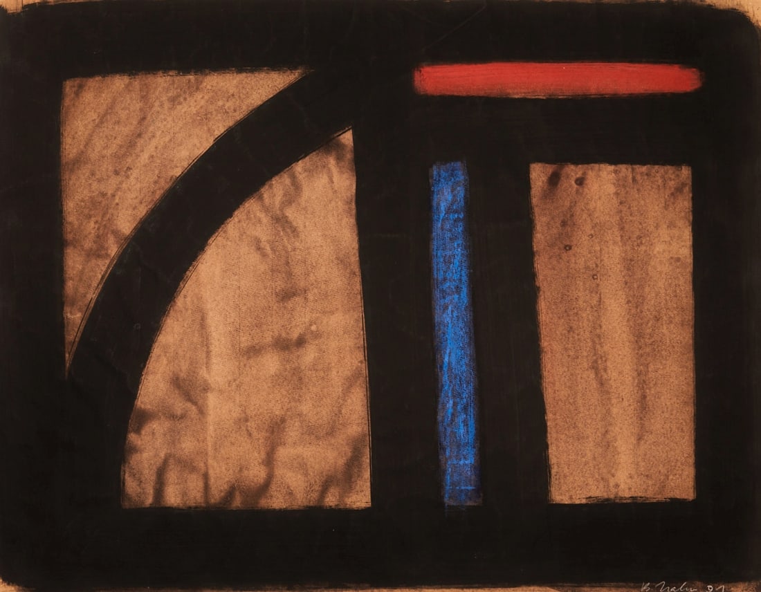Bernd Hahn: Bernd Hahn 1954 Neustadt/Sachsen - 2011 Burgstädtel bei Dohna - Composition - (1991) Gouache/paper. 48 x 62.5 cm (sheet size). Signed and dated lower right: B. Hahn (19)91. The sheet is loose.