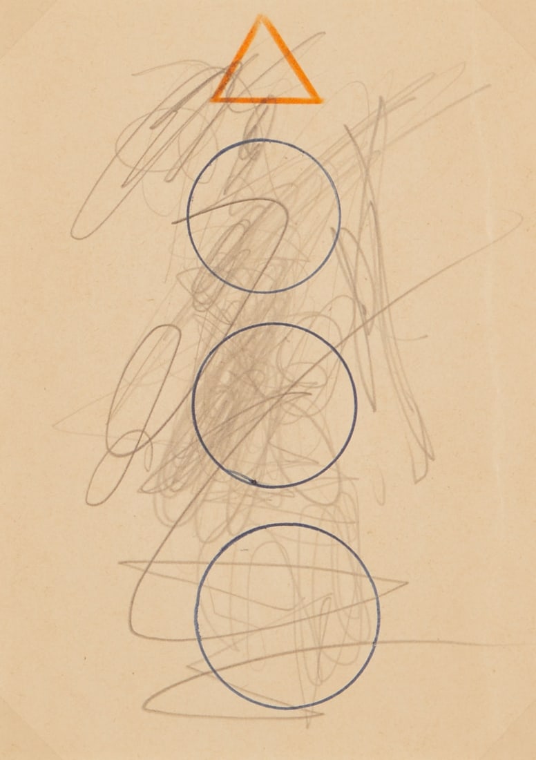 Bernd Hahn: Bernd Hahn 1954 Neustadt/Sachsen - 2011 Burgstädtel near Dohna - Circles - mixed media/paper. 15.3 x 11 cm. Signed and dated on the reverse: B. Hahn (19)97. The sheet is loose. Passe-partout.