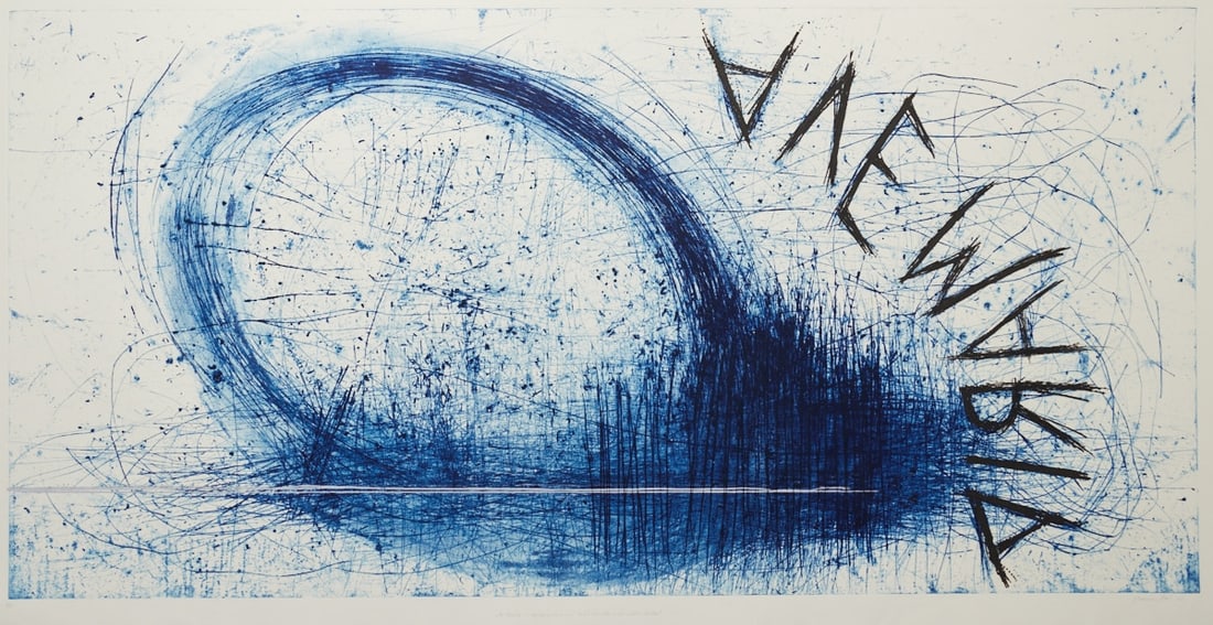 Johannes Haider: Johannes Haider 1954 Eisenstadt - 2014 Oslip - "Ave Maria - 5th Concert in Thun with Ralph Daeschler in the Hodler Gallery" - (2011) color etching/paper. 4/34. 98 x 199 cm, 109 x 215 cm.