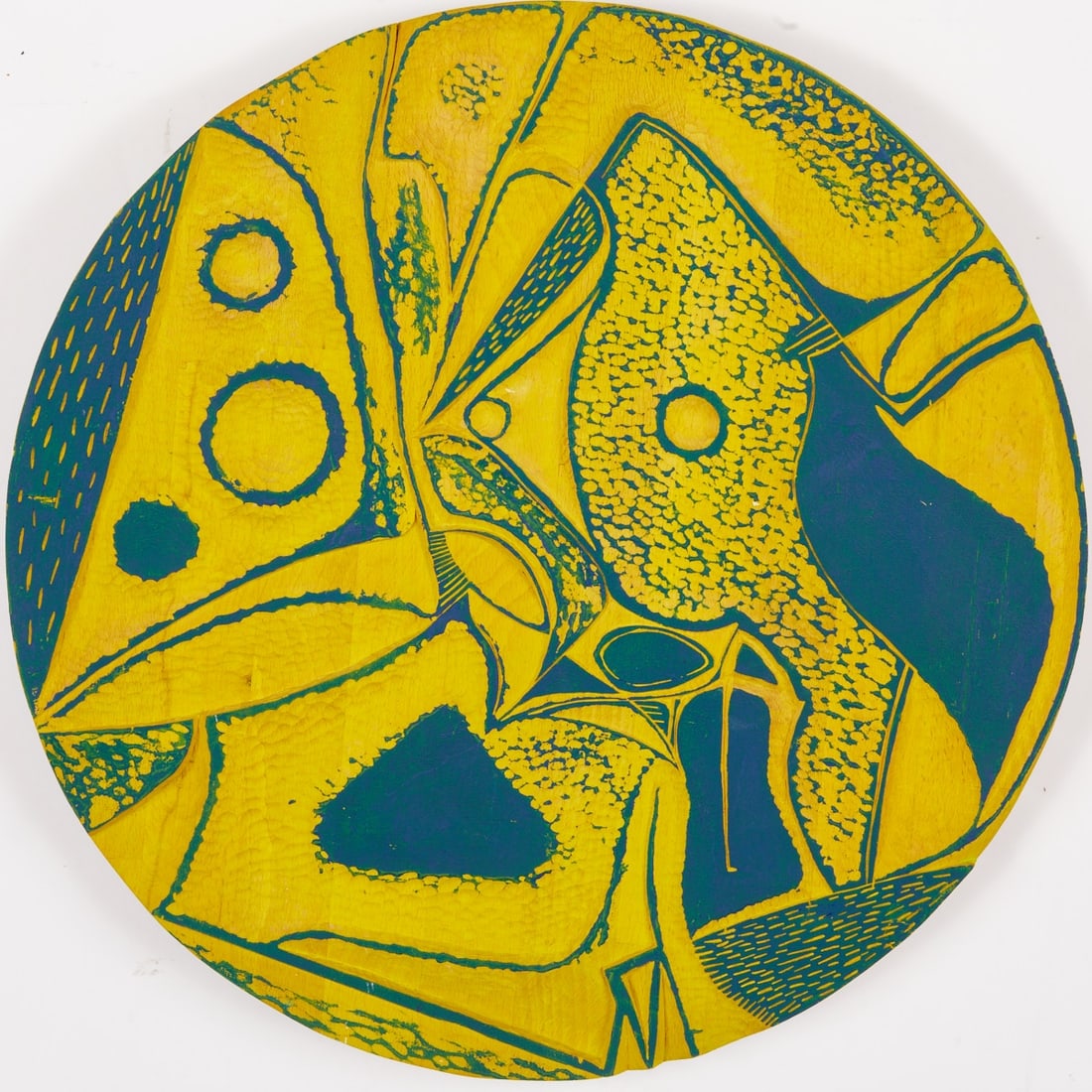 Paul Hofmann: Paul Hofmann 1975 Dresden - "The World is a Disc" - Painted wood relief. 43 x 43 cm (round dimensions). Signed, dated, and titled on the reverse: PAUL (20)02 / DIE WELT IST EINE SCHEIBE.