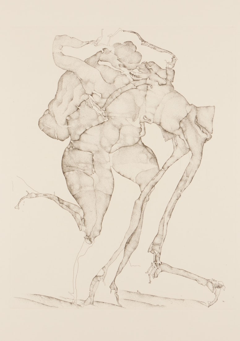 Horst Janssen: Horst Janssen Hamburg 1929 - 1995 - "Thought like a Drawing" - (1998) Etching/paper. 49.3 x 39.3 cm, 70.3 x 53 cm. Inscribed on the reverse on the estate stamp: GRIFFELKUNST / Estate Horst J