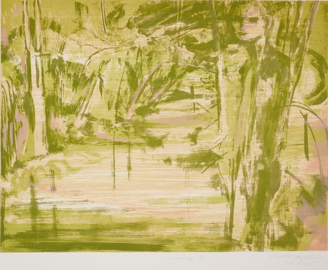Yvette Kie??ling: Yvette Kie??ling 1978 Ilmenau - "Rivi?¨re 4" - (2013) color lithograph/paper. 35 x 46 cm, 49.8 x 60 cm. Signed and dated lower right: Yvette Kie??ling 2013. Edition Griffelkunst: 351 C4. The sheet