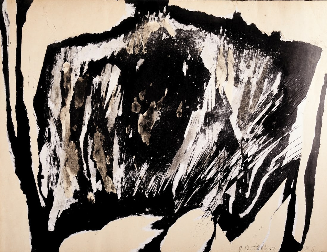 Reinhold Koehler: Reinhold Koehler 1919 Dortmund - 1970 Siegen - Decollage III 5 - (1959) Mixed media and ink/paper. 49.7 x 64.7 cm. Signed, dated and titled lower right: R. Köhler (19)59 III 5. Inscribed on the
