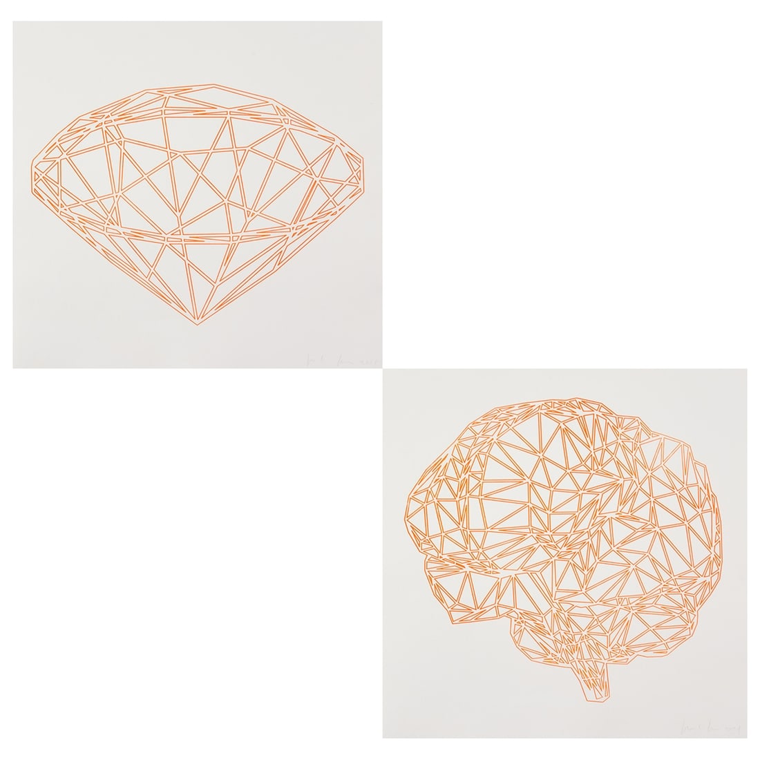 Peter Kogler: Peter Kogler 1959 Innsbruck Portfolio - Untitled (Brain) - (2009) Colored intaglio print from plastic plate/paper. 39 x 41 cm, 49 x 49.3 cm. Signed and dated lower right: Kogler 2009. Edition