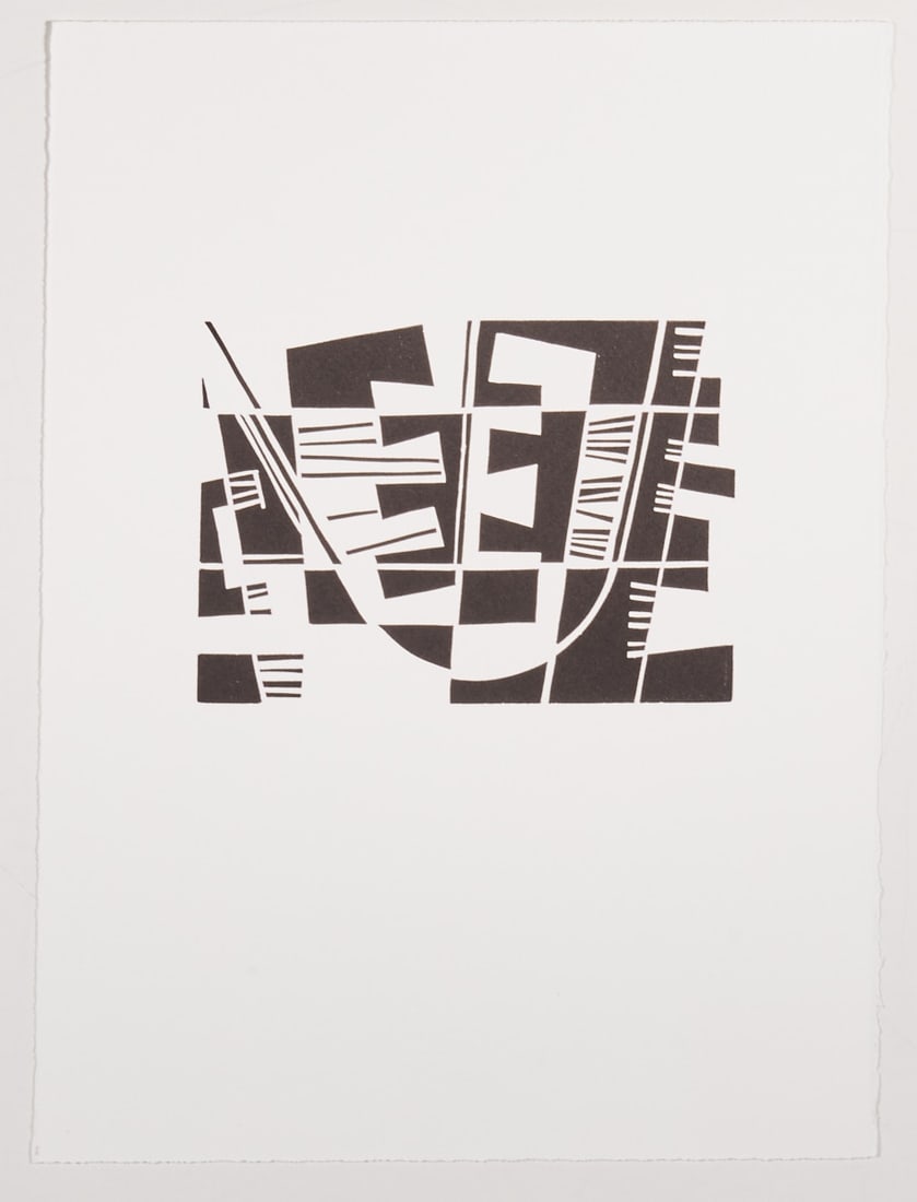 Jean Leppien: Jean Leppien 1910 L??neburg - 1991 Courbevoie near Paris - "Clef alternantes - Alternating Keys" - (1948/2003) Linocut/paper (Somerset Velvet). 12.6 x 17.9 cm, 38.2 x 28.2 cm. On the reverse with