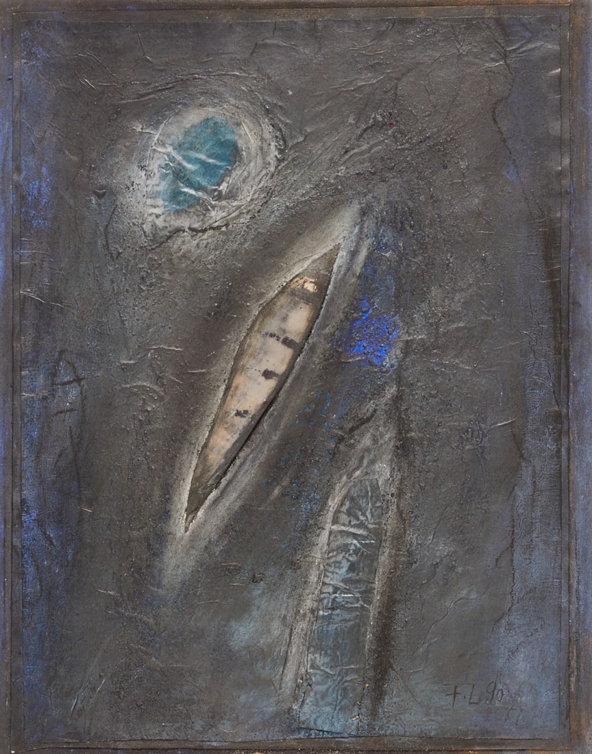 Folker Lerche: Folker Lerche 1938 Breslau - "Signs of Life" - (1990) Mixed media/canvas. 50 x 40 cm, Monogr. and dat. lower right: F. L. (19)90. Verso. Sign. and titled. F. Lerche / Signs of Life.