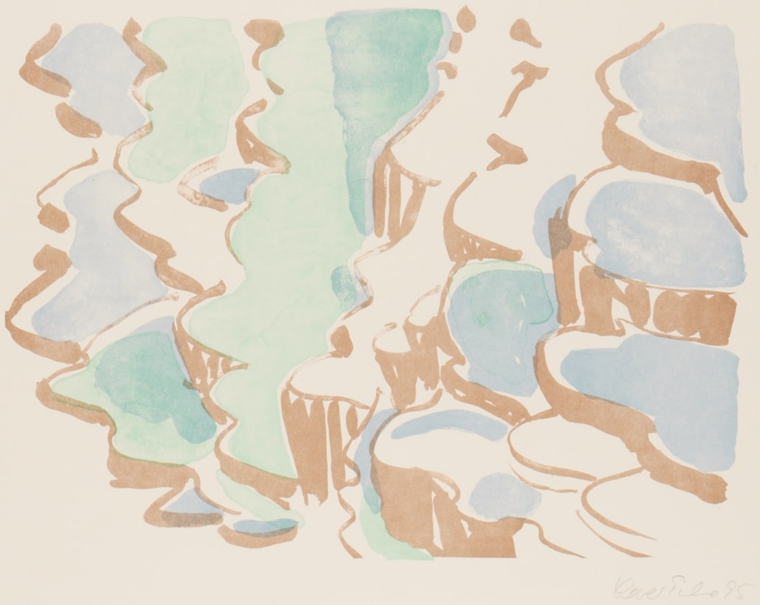 Silke Leverk??hne: Silke Leverkühne 1953 Rendsburg - "Water Landscape" - (1995) Color lithograph/paper. 31.5 x 42 cm, 42 x 59 cm. Signed and dated lower right: Leverkühne (19)95. Verso titled.