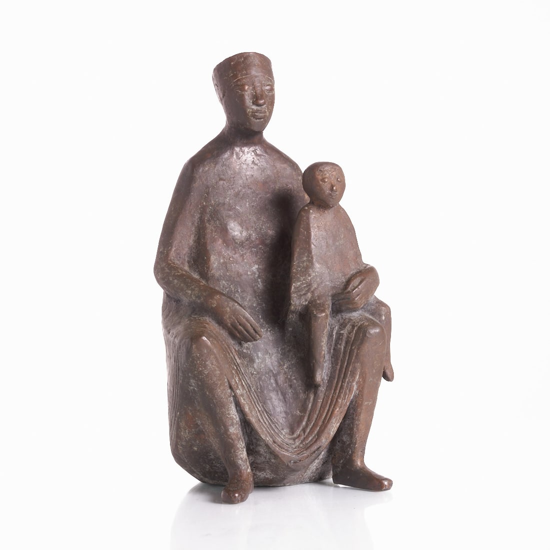 Marianne L??dicke: Marianne Lüdicke 1919 Frankfurt - 2012 Marquartstein - Mother with Child - Bronze. Brown patina. H. 36.5 cm. Monogrammed on the reverse: ML.