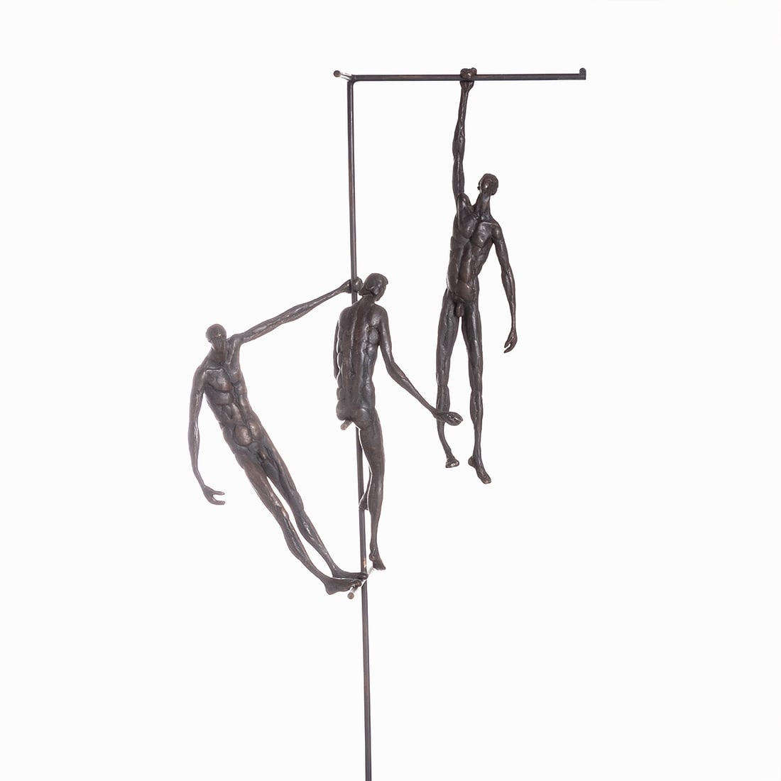 Roland Martin: Roland Martin 1927 Tuttlingen - lives in Tuttlingen - Ladder with Figures - (1996) Bronze. Brown patina. 6/6. 71 x 19 x 20.5 cm. Monogrammed and dated on the legs: RM (19)96. The metal frame cannot