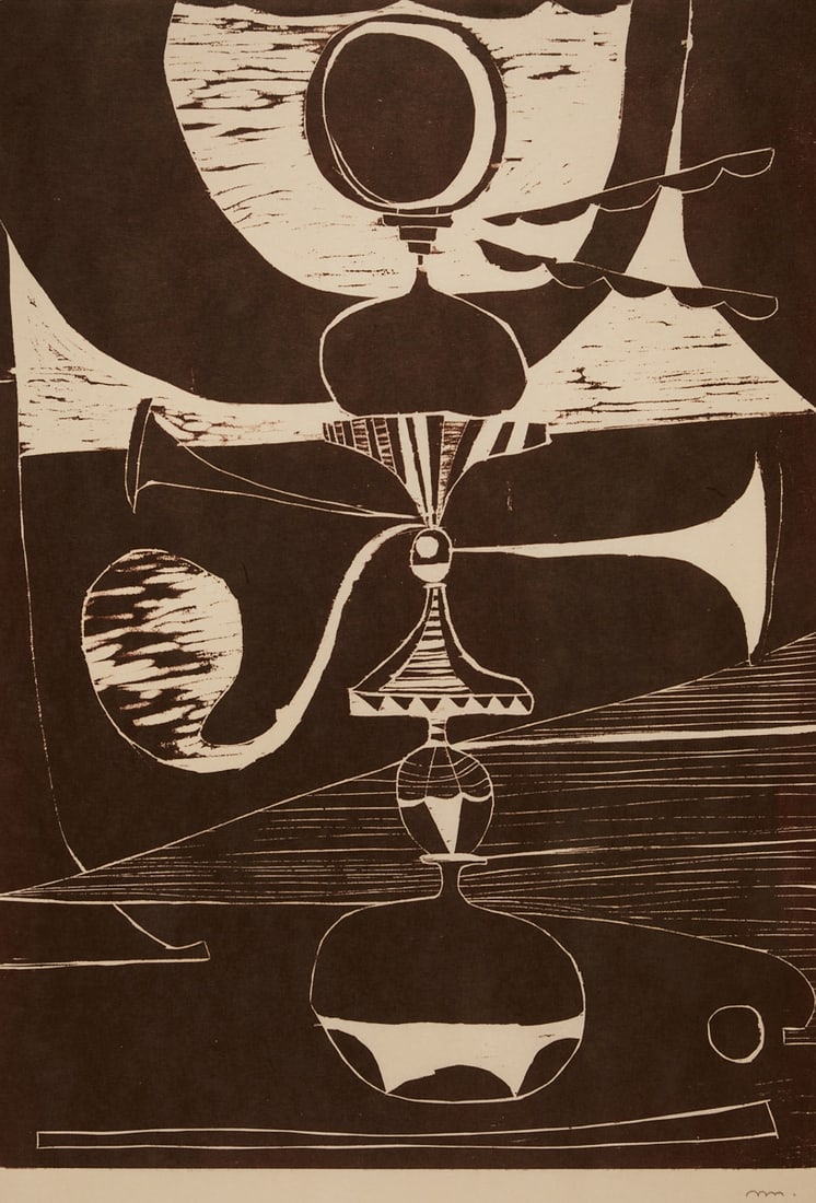 Monika Michalko: Monika Michalko 1982 Sokolov - "Perla" - Woodcut/paper. 60 x 42 cm, 47.2 x 63.8 cm. Monogrammed lower right: mm. The sheet is loose. Edition of Griffelkunst. Monika Michalko studied Fine