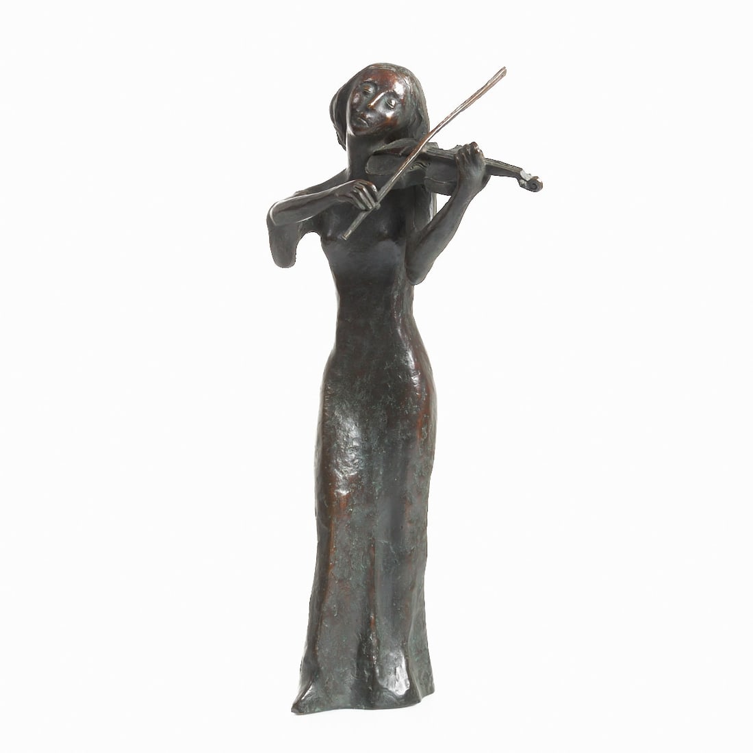 Hermann Schilcher: Hermann Schilcher Oberammergau 1909 - 2003 Munich - Violinist - (1978) Bronze. Brown patinated. H. 42.5 cm. Monogrammed and dated HS (19)78 on the reverse.