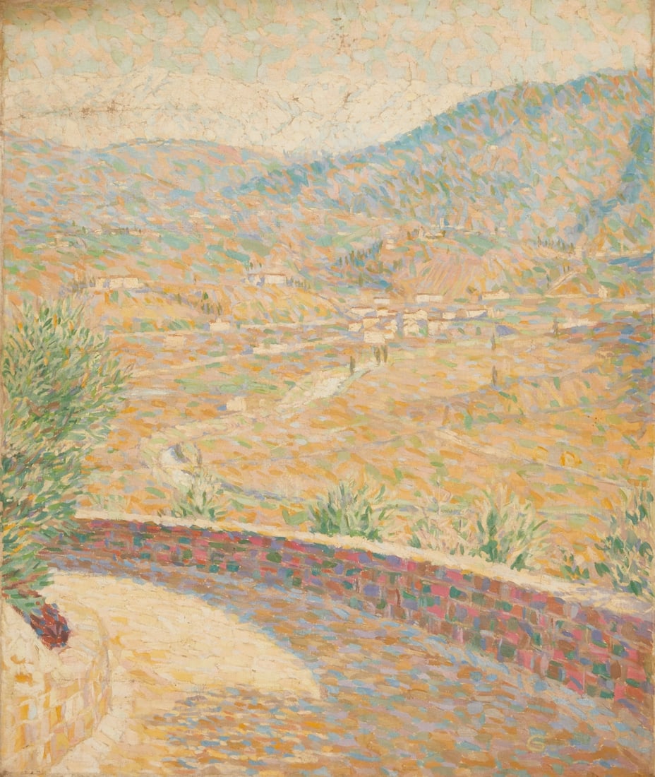 Rudolf Siegmund: Rudolf Siegmund 1881 Bürgel near Jena - 1973 Idstein-Oberrod - Summer landscape - (1911) Oil/canvas. Not stretched. 77 x 63 cm. Monogrammed lower right: S. Inscribed verso: Rudolf Siegmund /